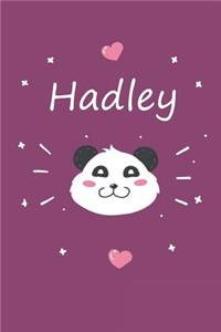 Hadley: A cute personalized panda notebook/ diary for girls and women, with 100 lined pages in 6x9 inch format. Personal Diary Personalized Journal Customiz