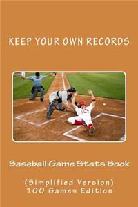Baseball Game Stats Book
