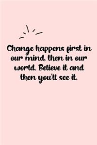 Change happens first in our mind, then in our world. Believe it and then you'll see it. Dot Grid Bullet Journal