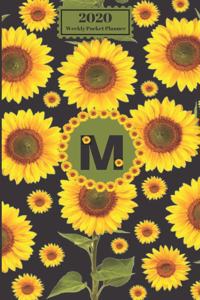 2020 Weekly Pocket Planner: Sunflowers Personalized Monogram Initial M Letter M Names Agenda Appointment Calendar Organizer And Journal For Writing