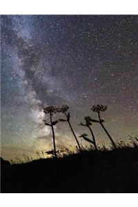 Night Sky Space Flowers Notebook