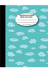 Composition notebook graph ruled paper 8.5 x 11" 200 page 4x4 grid per inch, Blue Cloud Japanese Pattern