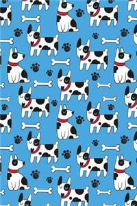 Journal Notebook Dogs and Bones Pattern On Blue