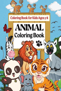 Coloring Book For Kids Ages 3-8 Animal Coloring Book