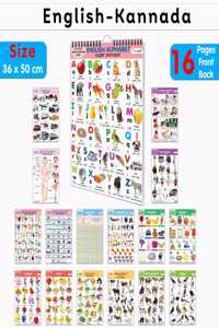 Children's educational Chart collection : ALL IN ONE SPIRAL CHART ENGLISH-KANNADA Learning Chart for preschoolers, Educational picture Chart for toddlers With 16 Topics