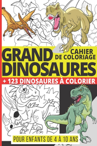 GRAND CAHIER DE COLORIAGE DINOSAURES + 123 Dinosaures à Colorier pour enfants de 4 à 10 ans