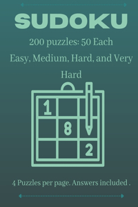 Sudoku 200 Puzzles Easy Medium Hard Very Hard