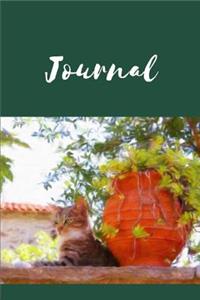 Cat Journal: 6x9 120 Page Lined Journal with Pastel Drawing by Linda Roisum