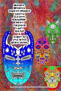 Huichol Wixarica inspirert Masker Sacred blå Deer Kauyumari moro fargebok lære kultur & slappe av ved Artist Grace Divine