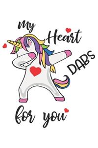 My Heart Dabs for You Funny Unicorn Dabbing Valentine Gift Notebook