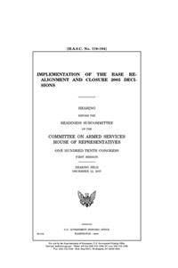 Implementation of the Base Realignment and Closure 2005 decisions