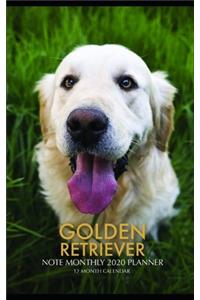 Golden Retriever Note Monthly 2020 Planner 12 Month Calendar