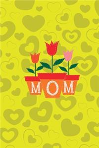 Mom Notebook, Blank Write-in Journal, Dotted Lines, Wide Ruled, Medium (A5) 6 x 9 In (Yellow)