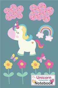 Unicorn Composition Notebook: Green Unicorn Notebook for Girls Boys School