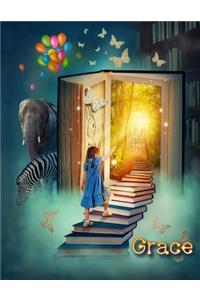 Grace: Fantasy Imagination Design Personalized Book with 105 Lined Pages to Be Used as a Journal or Notebook