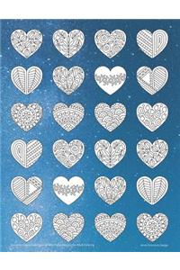 Universe Hearts Bullet Journal with Floral Margins for Adult Coloring