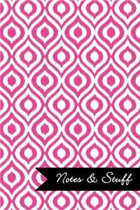 Notes & Stuff Lined Notebook With Fuchsia Ikat Pattern Cover