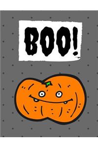 Boo!: Halloween Notebook, Journal, Diary / 100 Pages College Ruled, Gray