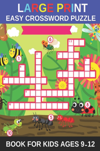 Large Print Easy Crossword Pazzle Book For Kids Ages 9-12