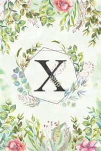 X - Monogrammed Floral Journal