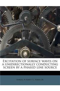 Excitation of Surface Waves on a Unidirectionally Conducting Screen by a Phased Line Source