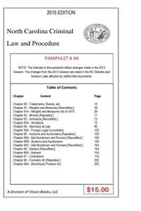 North Carolina Criminal Law and Procedure-Pamphlet 44