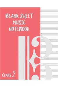 Blank Sheet Music Composition Manuscript Staff Paper Art Music CLASS 2 Notebook Pink Cover