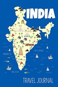 Travel Journal India: Travel Keepsake Journal - Vacation Diary for Kids - India Map Cover