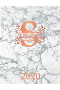 Shannon: 2020. Personalized Name Weekly Planner Diary 2020. Monogram Letter S Notebook Planner. White Marble & Rose Gold Cover. Datebook Calendar Schedule