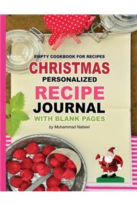 Christmas Personalized Recipe Journal with Blank Pages