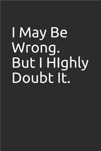 I May Be Wrong. But I Highly Doubt It.