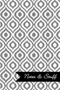 Notes & Stuff - French Grey Lined Notebook in Ikat Pattern