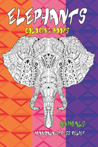 Coloring Books Animals - Mandala Stress Relief - Elephants