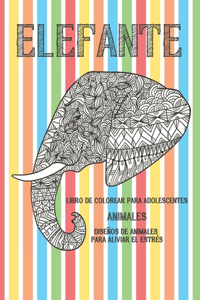 Libro de colorear para adolescentes - Diseños de animales para aliviar el estrés - Animales - Elefante