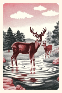 Vintage Journal Deer in Stream