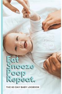 EAT SNOOZE POOP REPEAT baby logbook - A5 sleep and feed diary tracker - Newborn memory book and planner - 150 pages (blue cover) by SnoozeShade