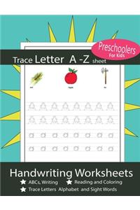 Trace Letter A-Z Sheet Handwriting Worksheets