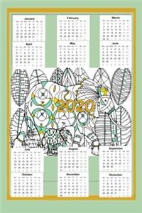 Jungle Doodle Coloring Calendar Planner (6x9)