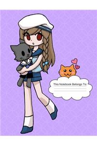 Anime Sailor Girl Wide Ruled Composition Books/ Notebooks