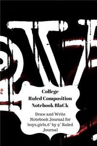 College Ruled Composition Notebook Black