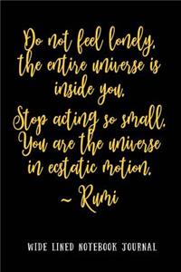 Do Not Feel Lonely the Entire Universe Is Inside You Stop Acting So Small You Are the Universe in Ecstatic Motion