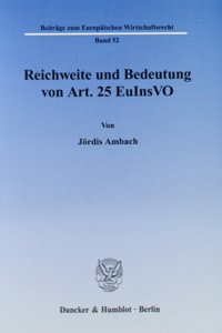 Reichweite Und Bedeutung Von Art. 25 Euinsvo