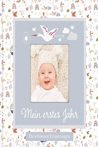 Babyalbum mit Fensterausschnitt fur das 1. Lebensjahr zum Eintragen der schonsten Momente und Erinnerungen mit Platz fur Fotos | genderneutral fur Jungen und Madchen