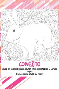 Libro de colorear para adultos para marcadores y lápices - Diseños para aliviar el estrés - Animal - Conejito