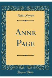 Anne Page (Classic Reprint)