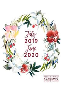 July 2019 to June 2020, Weekly & Monthly Academic Splendid Planner