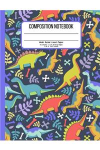 Composition Notebook Wide Ruled Lined Paper 55 Sheets / 110 Writing Pages 7.44 x 9.69 Inches