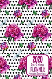 2020 Daily & Weekly Planner Peonies & Dragonflies: 8.5 x 11 Agenda Planning Notebook: Daily, Weekly & Monthly