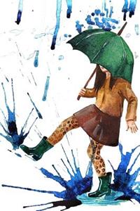 Dancing in the Rain with a Green Umbrella Illustration Journal