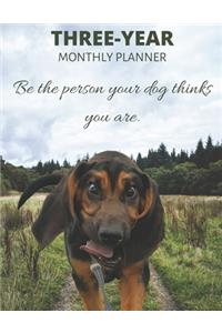 Three Year Monthly Planner Starting 2020 Agenda with Weekly Plan Space - Best Gift For Dog Owner - Funny Bloodhound Appointment Book for 2021 & 2022